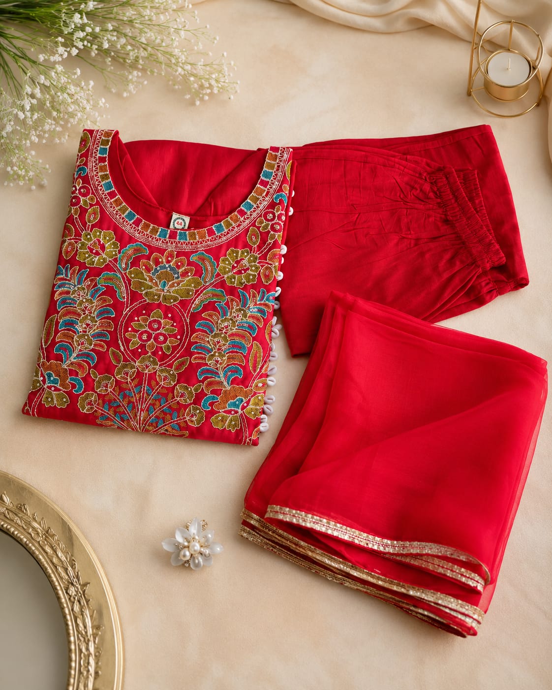 Pink Heavy Embroidery Set